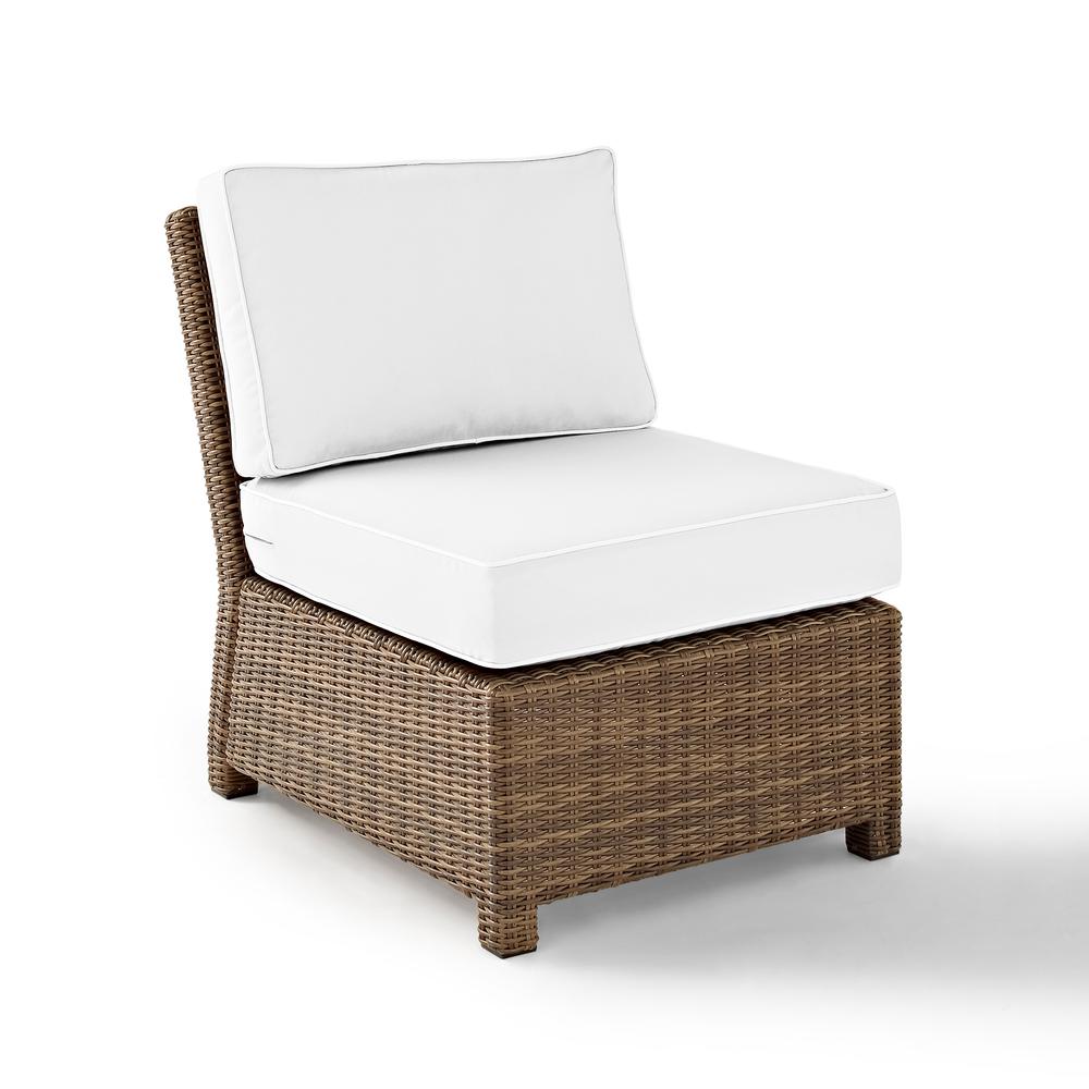 Bradenton Outdoor Sectional Center Chair - Sunbrella White/Weathered Brown. Picture 6