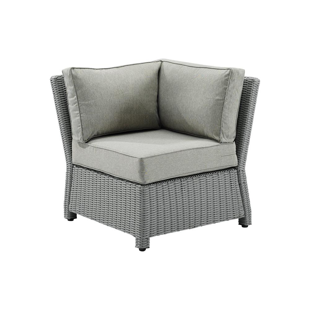 Bradenton Outdoor Wicker Sectional Corner Chair Gray/Gray. Picture 3