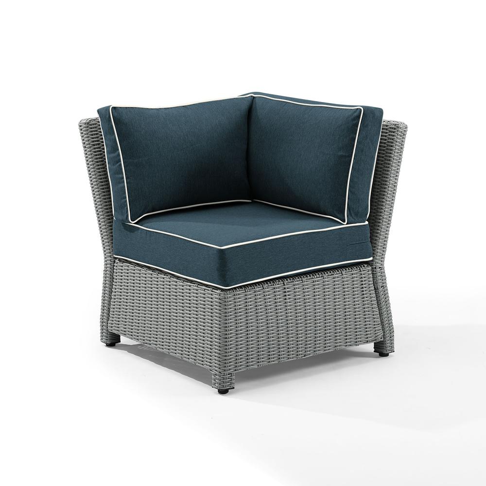 Bradenton Outdoor Wicker Sectional Corner Chair Navy/Gray. The main picture.