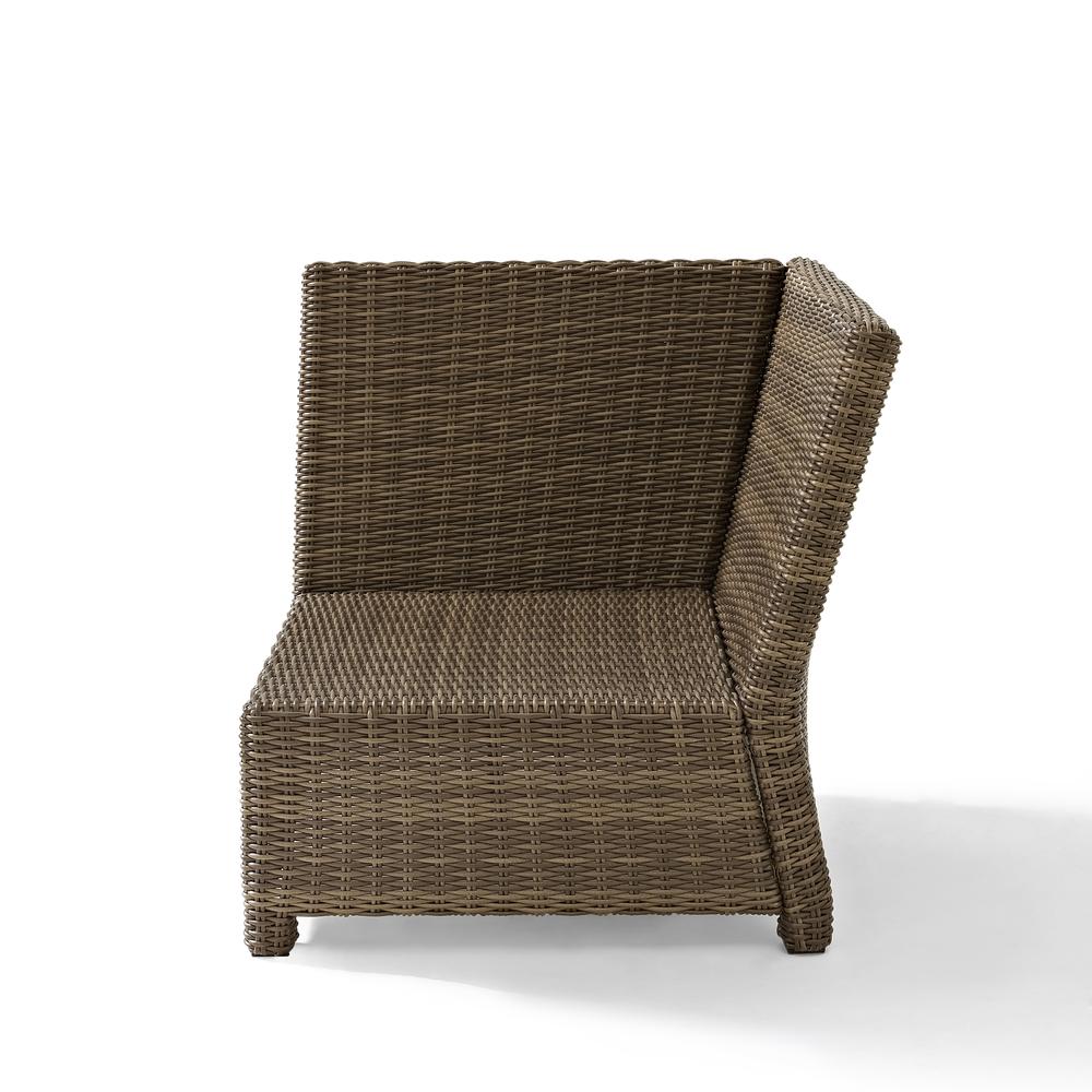 Bradenton Outdoor Wicker Sectional Corner Chair Navy/Weathered Brown. Picture 13