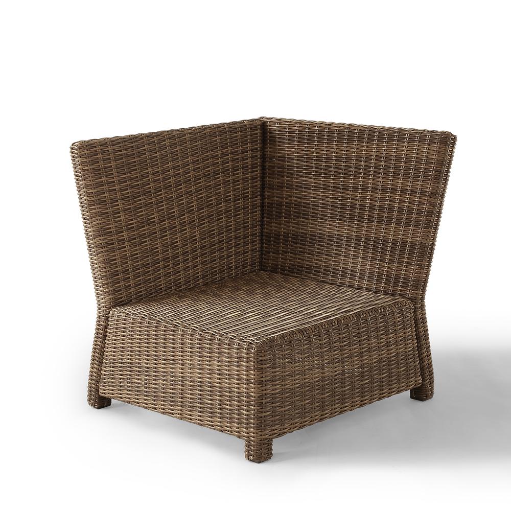 Bradenton Outdoor Wicker Sectional Corner Chair Sangria/Weathered Brown. Picture 4