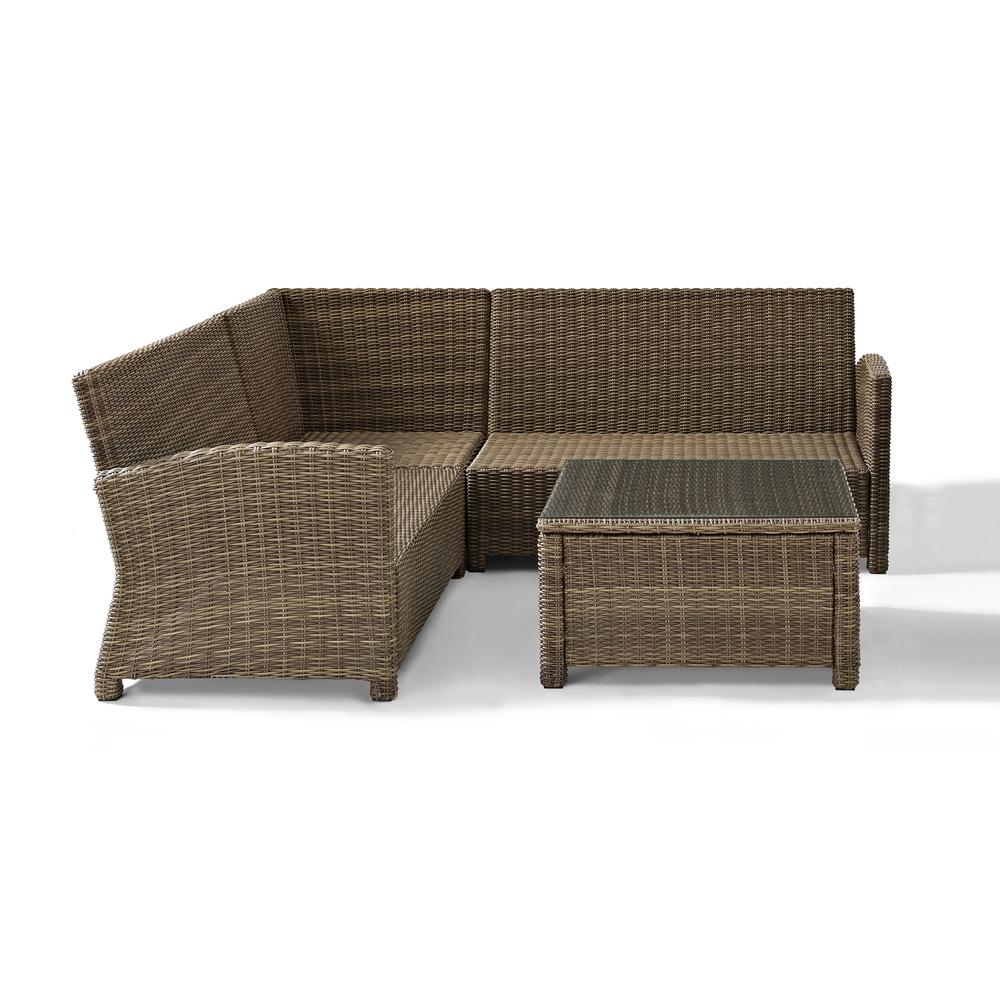 Bradenton 4Pc Outdoor Wicker Sectional Set Navy/Weathered Brown. Picture 28