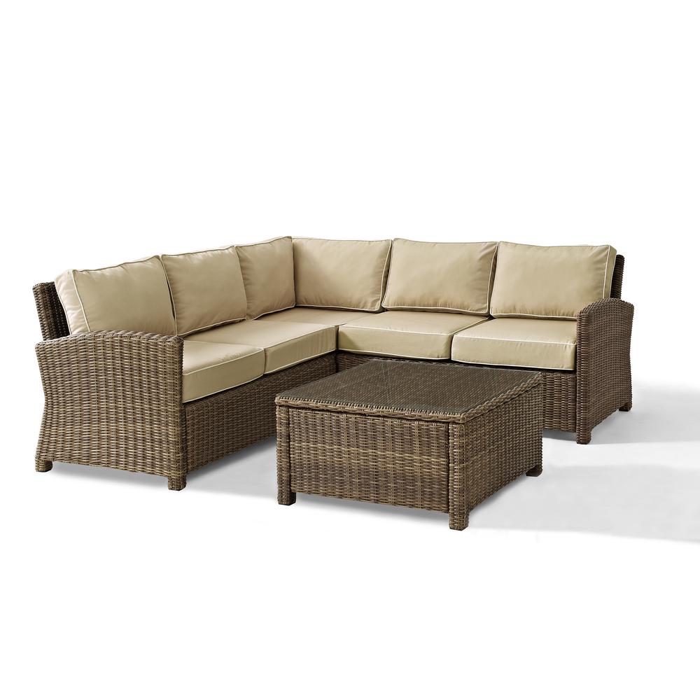 Bradenton 4Pc Outdoor Wicker Sectional Set Sand/Weathered Brown. Picture 1