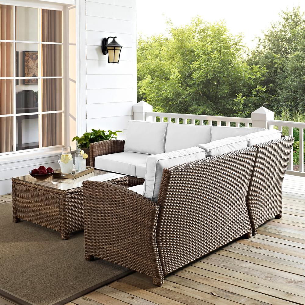 Bradenton 4Pc Outdoor Sectional Set - Sunbrella White/Weathered Brown. Picture 2