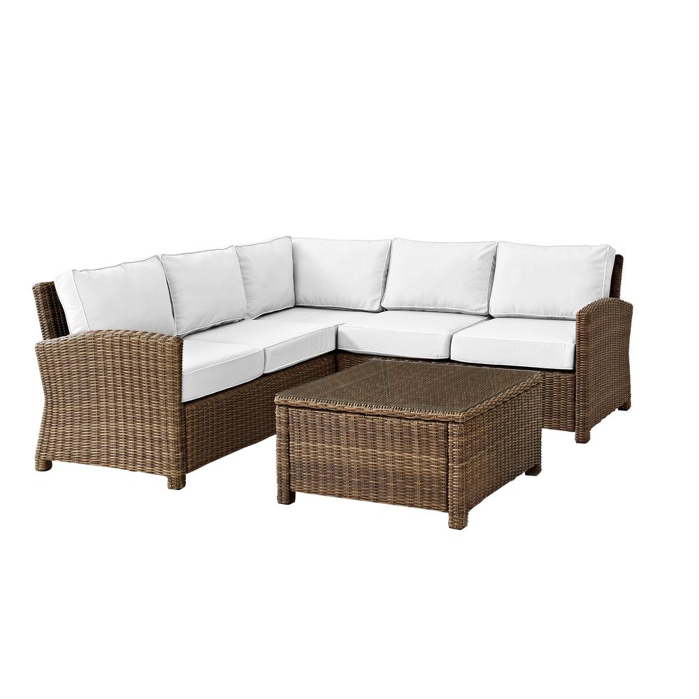 Bradenton 4Pc Outdoor Sectional Set - Sunbrella White/Weathered Brown. Picture 3