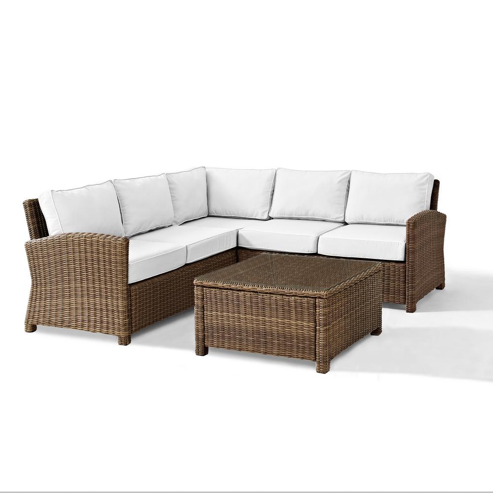 Bradenton 4Pc Outdoor Sectional Set - Sunbrella White/Weathered Brown. Picture 7