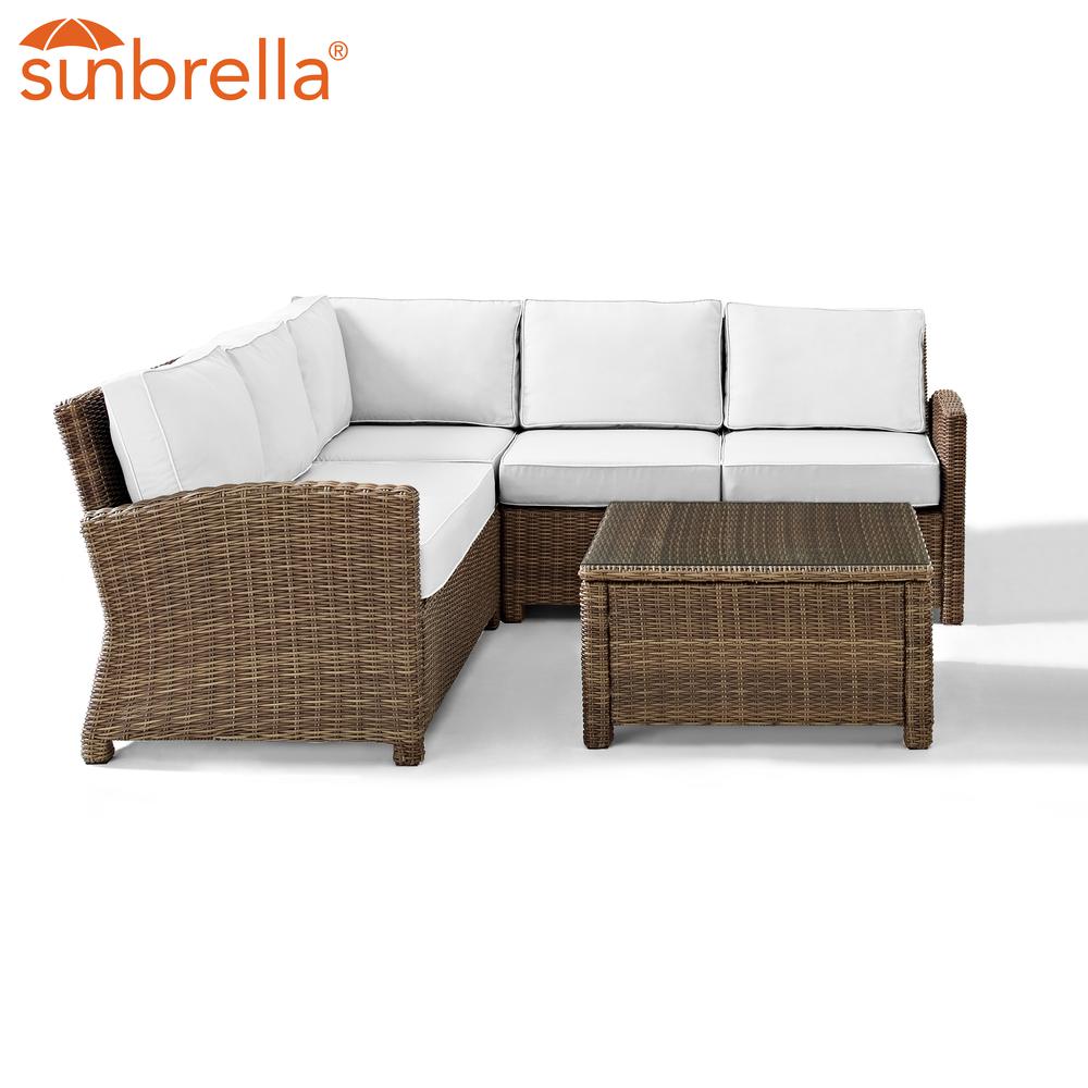 Bradenton 4Pc Outdoor Sectional Set - Sunbrella White/Weathered Brown. Picture 8