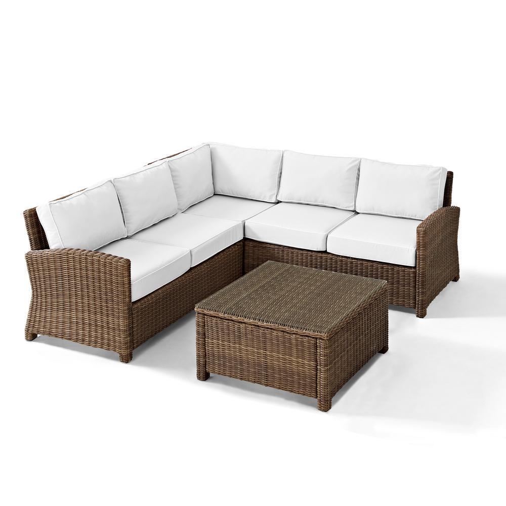 Bradenton 4Pc Outdoor Sectional Set - Sunbrella White/Weathered Brown. Picture 9