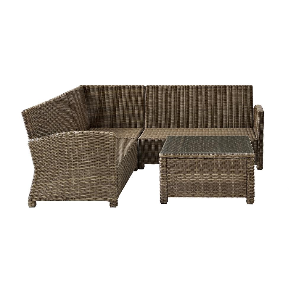 Bradenton 4Pc Outdoor Sectional Set - Sunbrella White/Weathered Brown. Picture 11