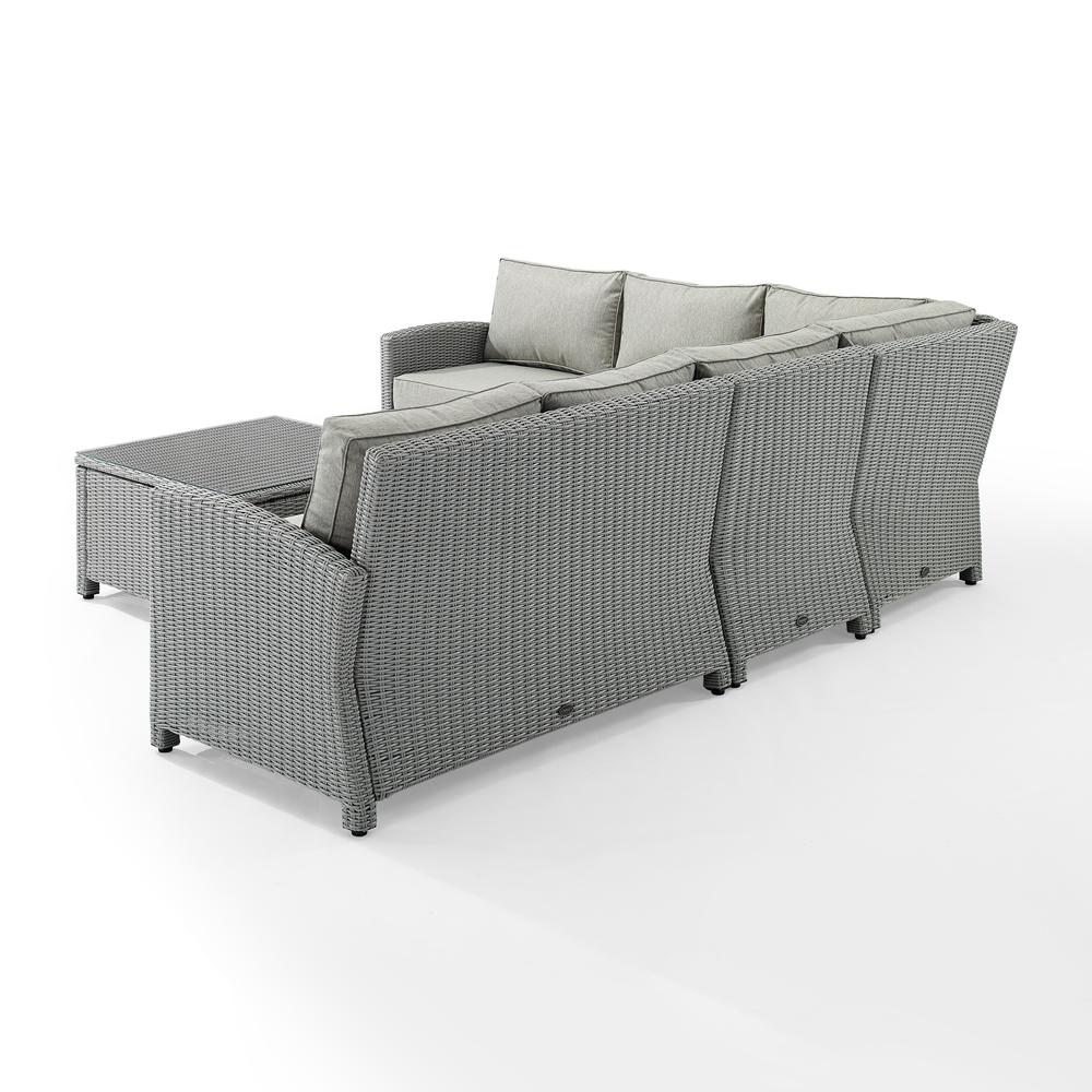Bradenton 5Pc Outdoor Wicker Sectional Set Gray/Gray - Right Side Loveseat, Left Side Loveseat, Corner Chair, Center Chair, Sectional Glass Top Coffee Table. Picture 8