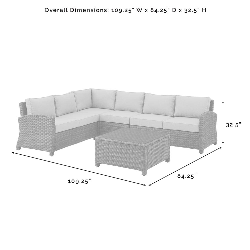 Bradenton 5Pc Outdoor Wicker Sectional Set Gray/Weathered Brown. Picture 10