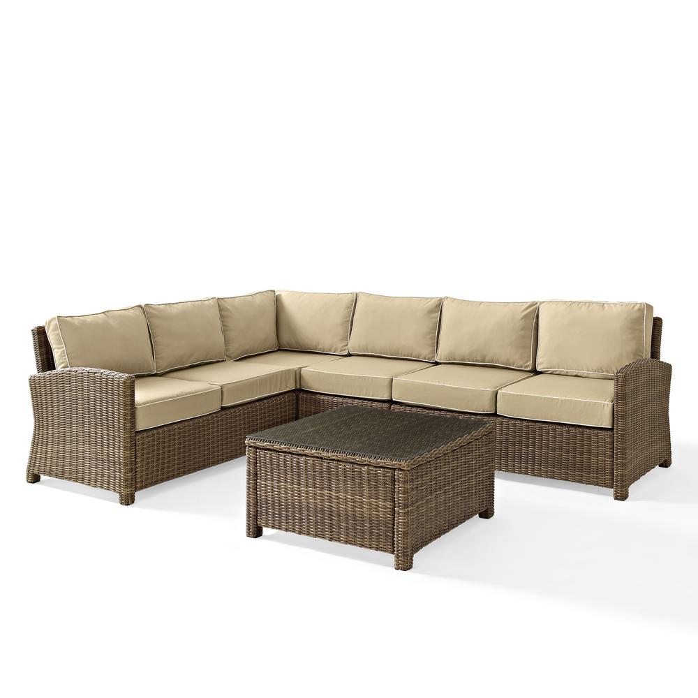 Bradenton 5Pc Outdoor Wicker Sectional Set Sand/Weathered Brown. Picture 1
