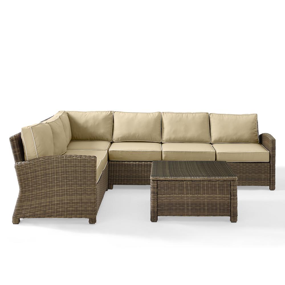 Bradenton 5Pc Outdoor Wicker Sectional Set Sand/Weathered Brown. Picture 28