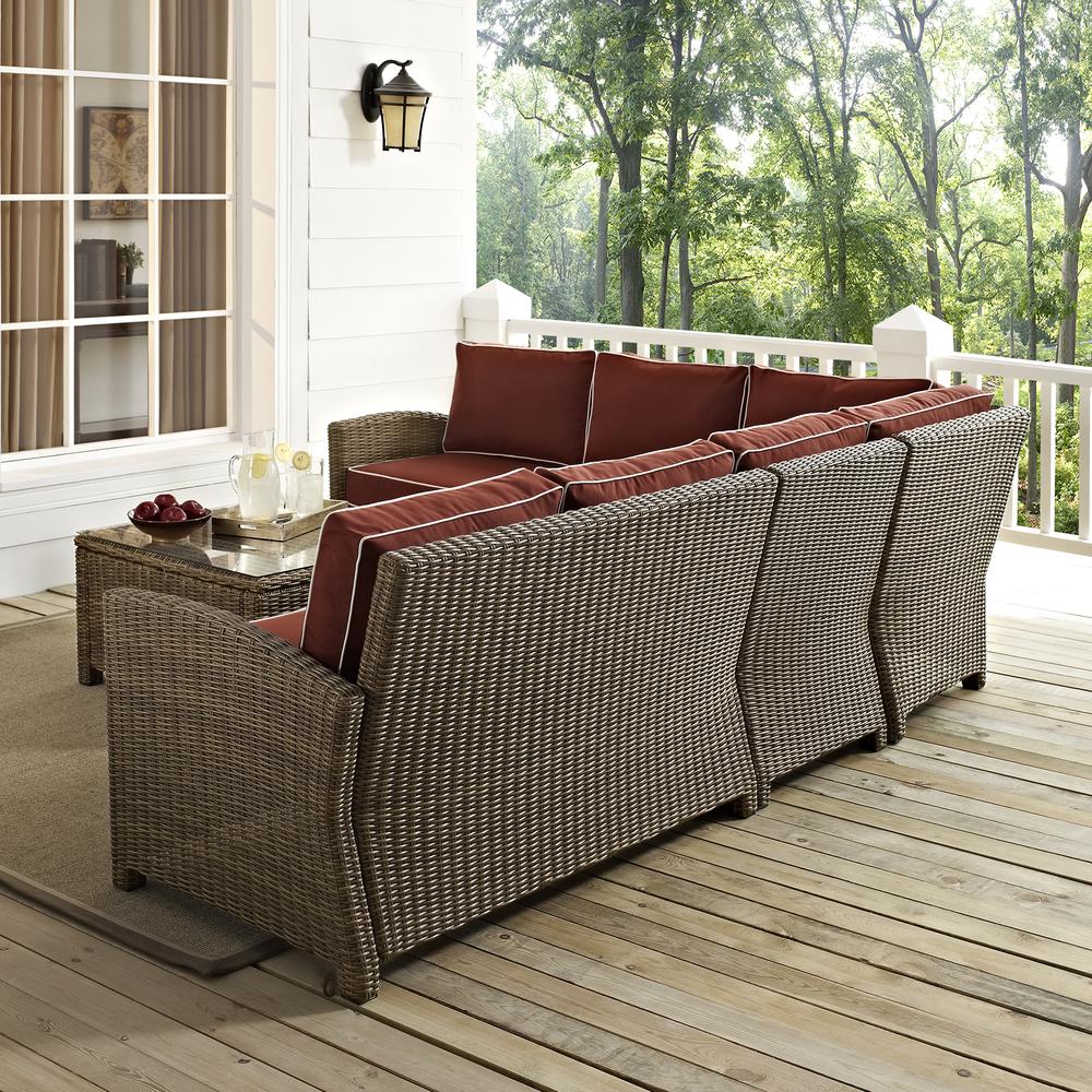 Bradenton 5Pc Outdoor Wicker Sectional Set Sangria/Weathered Brown. Picture 27