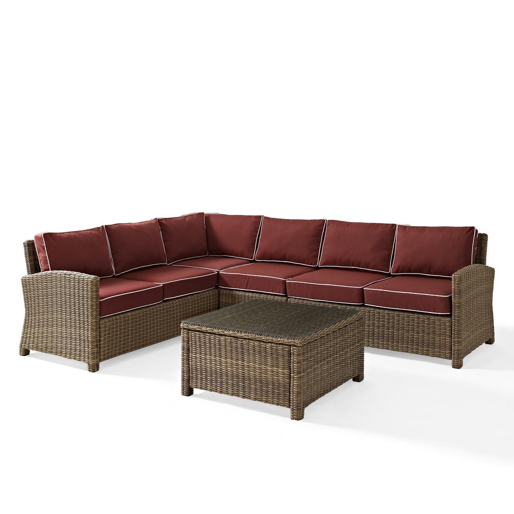 Bradenton 5Pc Outdoor Wicker Sectional Set Sangria/Weathered Brown. The main picture.