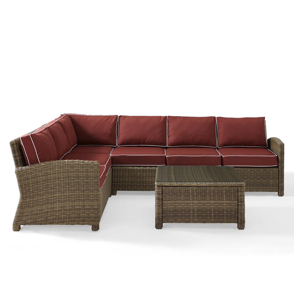 Bradenton 5Pc Outdoor Wicker Sectional Set Sangria/Weathered Brown. Picture 28