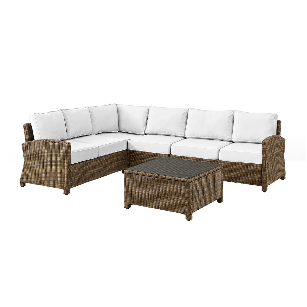 Bradenton 5Pc Outdoor Sectional Set - Sunbrella White/Weathered Brown. Picture 14