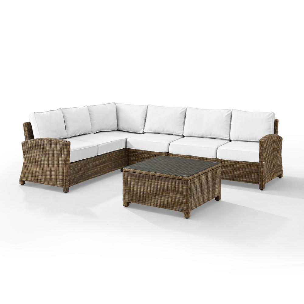 Bradenton 5Pc Outdoor Sectional Set - Sunbrella White/Weathered Brown. Picture 6