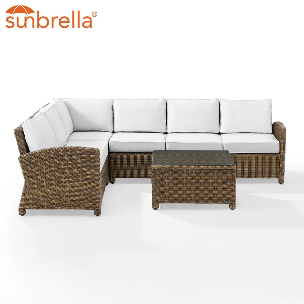 Bradenton 5Pc Outdoor Sectional Set - Sunbrella White/Weathered Brown. Picture 7