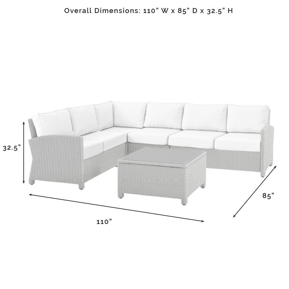 Bradenton 5Pc Outdoor Sectional Set - Sunbrella White/Weathered Brown. Picture 10