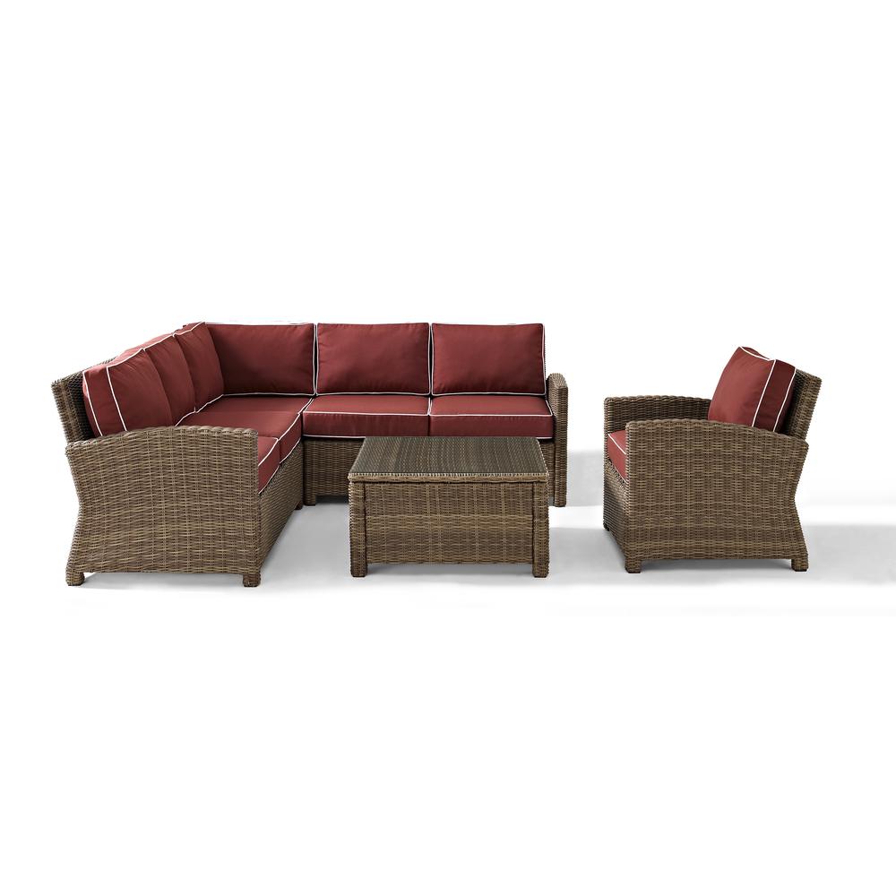 Bradenton 5Pc Outdoor Wicker Sectional Set Sangria/Weathered Brown. Picture 34