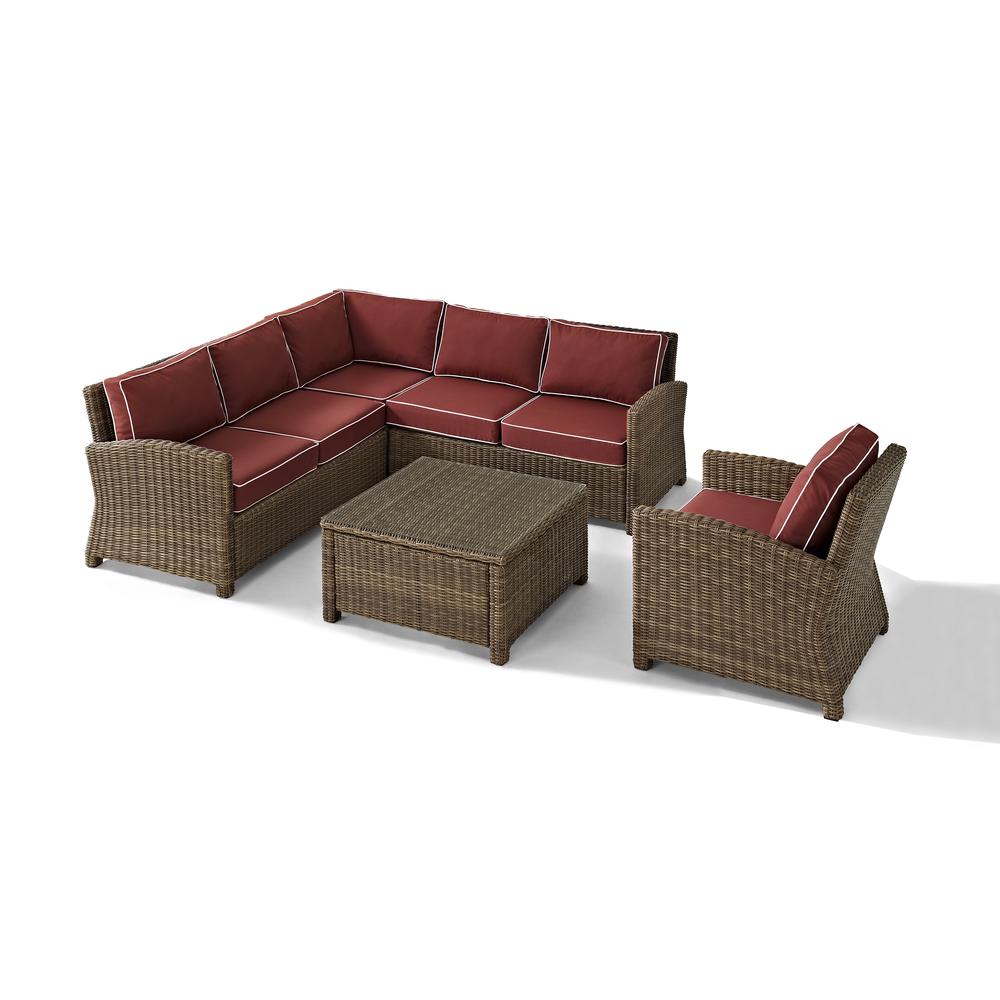 Bradenton 5Pc Outdoor Wicker Sectional Set Sangria/Weathered Brown. Picture 35