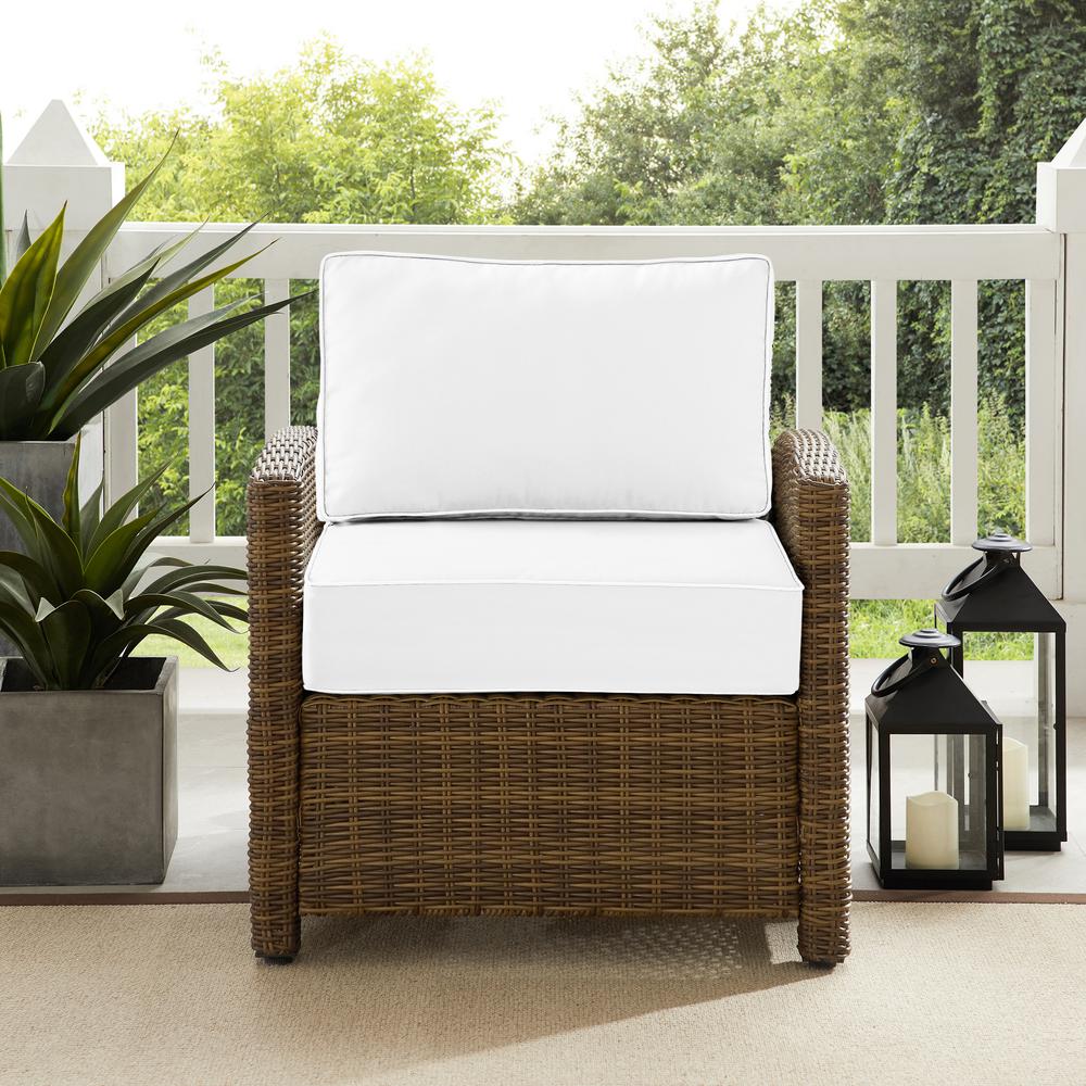 Bradenton Outdoor Armchair - Sunbrella White/Weathered Brown. Picture 2