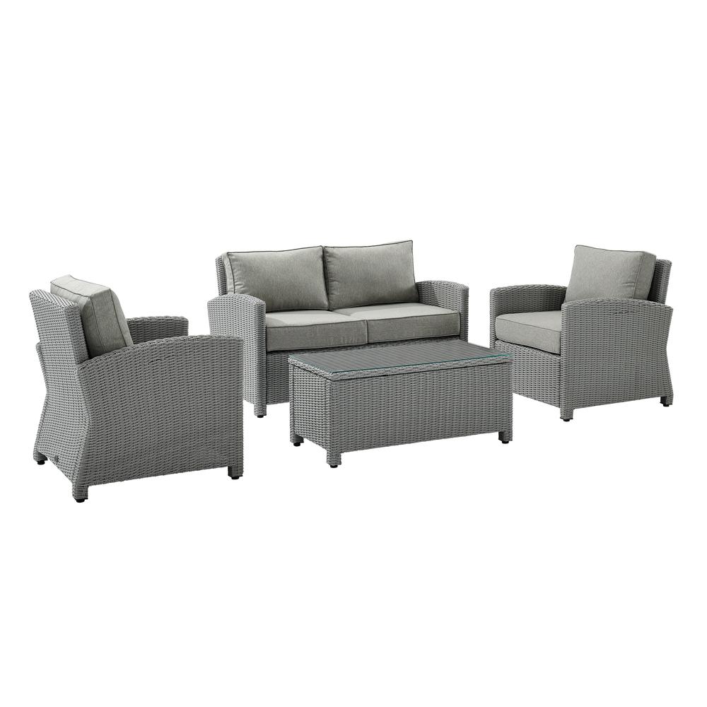 Bradenton 4Pc Outdoor Wicker Conversation Set Gray/Gray - Loveseat, Coffee Table, & 2 Arm Chairs. Picture 3