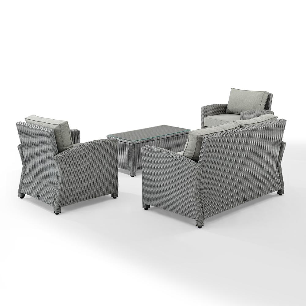 Bradenton 4Pc Outdoor Wicker Conversation Set Gray/Gray - Loveseat, Coffee Table, & 2 Arm Chairs. Picture 7