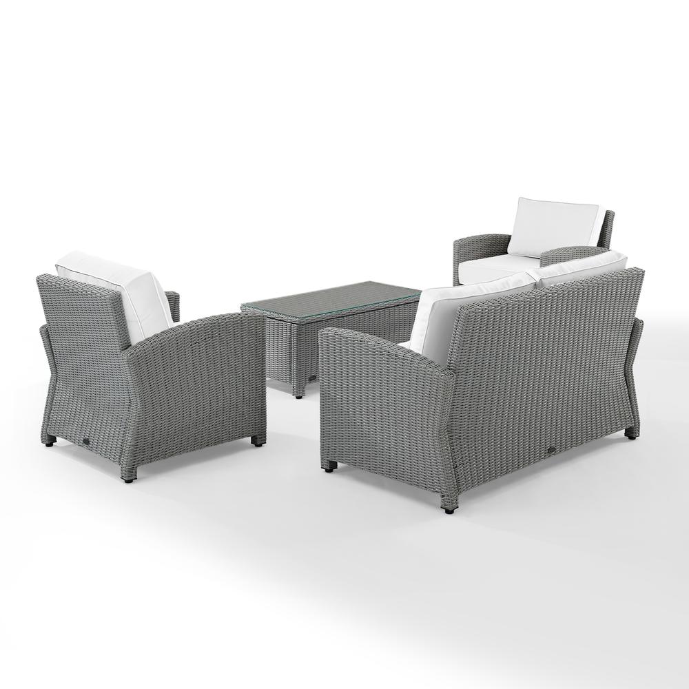 Bradenton 4Pc Outdoor Conversation Set - Sunbrella White/Gray - Loveseat, Coffee Table, & 2 Arm Chairs. Picture 8