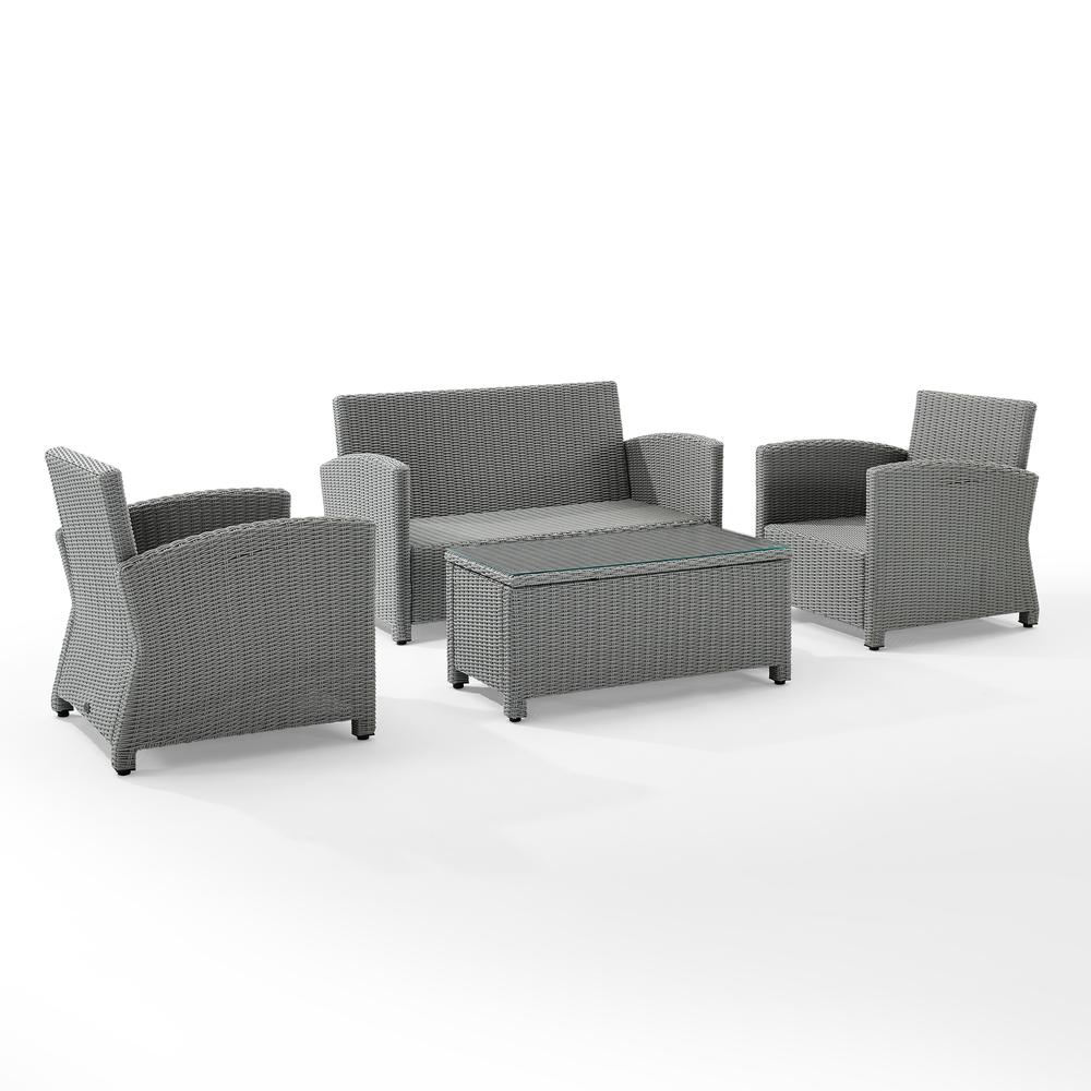 Bradenton 4Pc Outdoor Conversation Set - Sunbrella White/Gray - Loveseat, Coffee Table, & 2 Arm Chairs. Picture 9