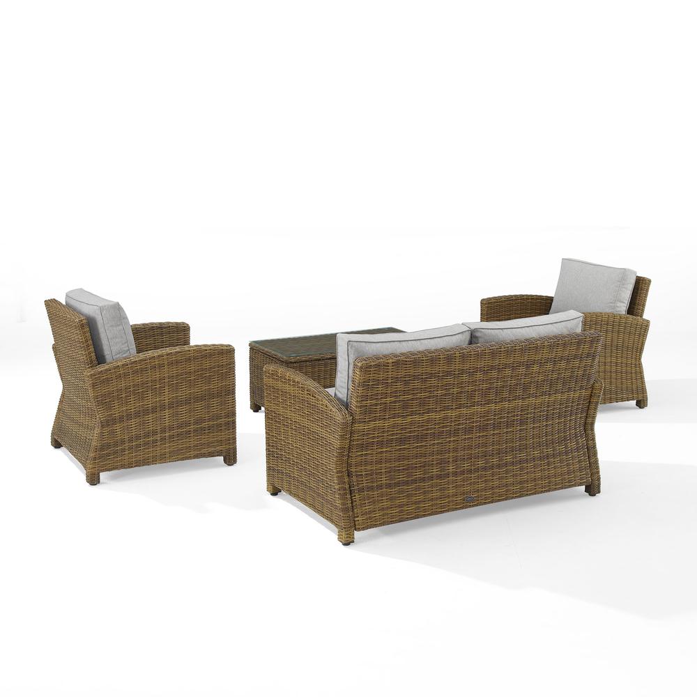 Bradenton 4Pc Outdoor Wicker Conversation Set Gray/Weathered Brown - Loveseat, Coffee Table, & 2 Arm Chairs. Picture 3