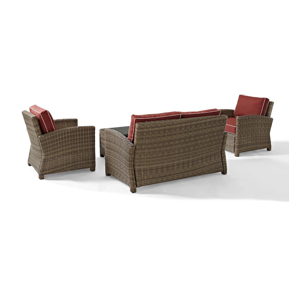 Bradenton 4Pc Outdoor Wicker Conversation Set Sangria/Weathered Brown - Loveseat, Coffee Table, & 2 Arm Chairs. Picture 15