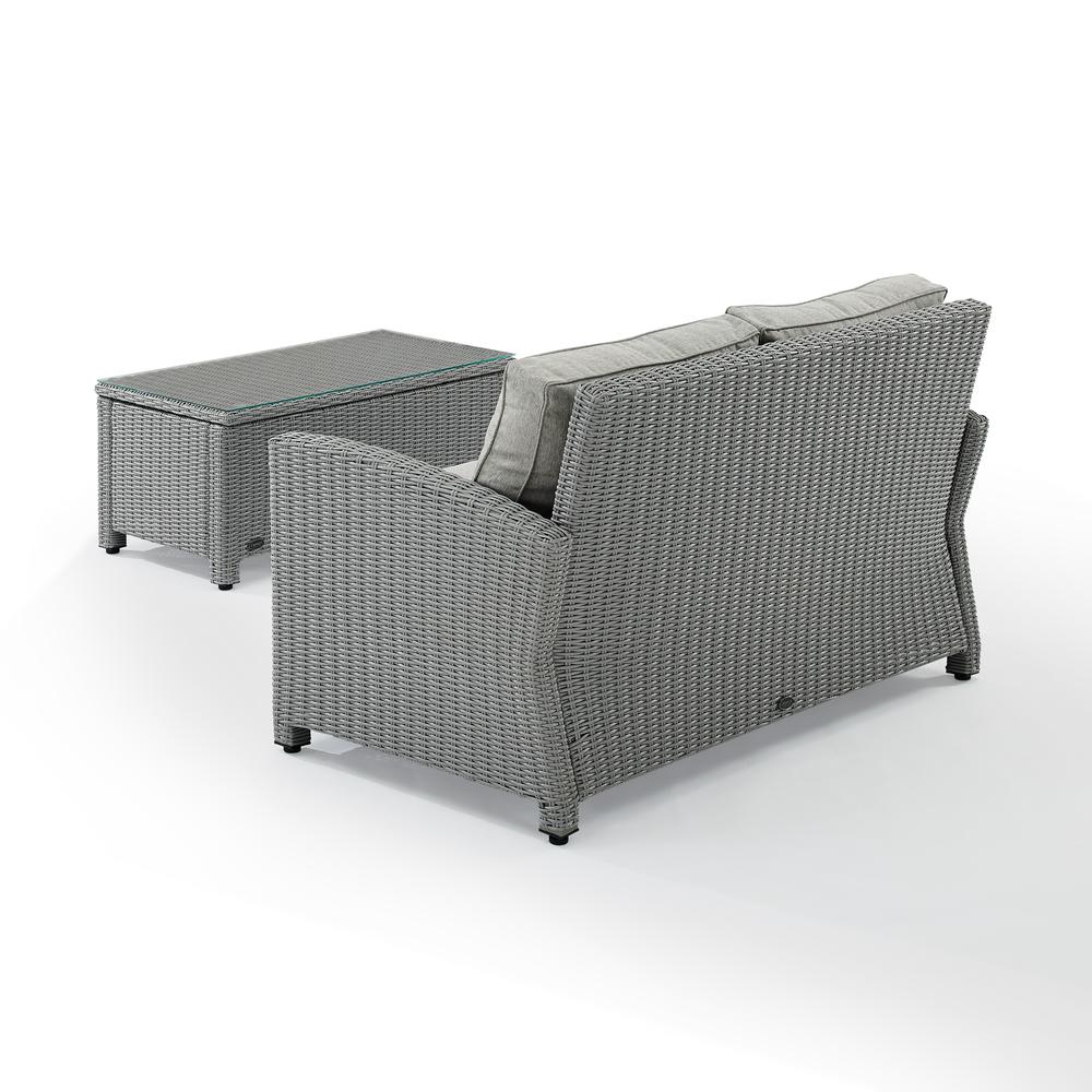 Bradenton 2Pc Outdoor Wicker Chat Set Gray/Gray - Loveseat, Glass Top Table. Picture 6