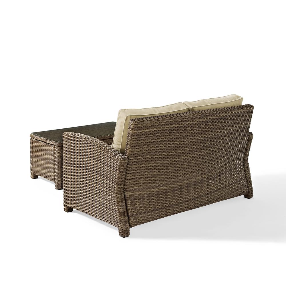 Bradenton 2Pc Outdoor Wicker Conversation Set Sand/Weathered Brown - Loveseat & Coffee Table. Picture 11