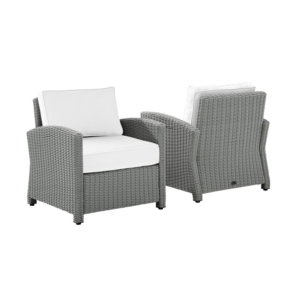 Bradenton 2Pc Outdoor Armchair Set - Sunbrella White/Gray - 2 Armchairs. Picture 13