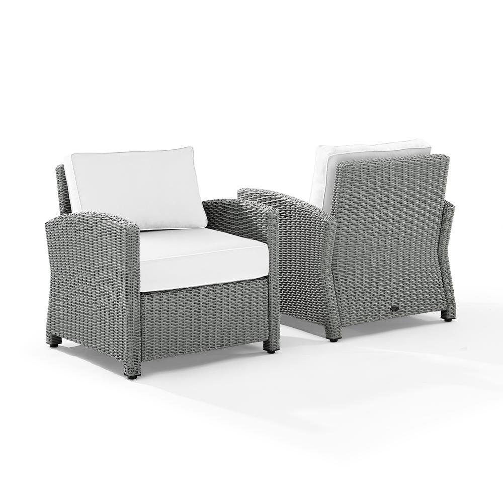 Bradenton 2Pc Outdoor Armchair Set - Sunbrella White/Gray - 2 Armchairs. Picture 6
