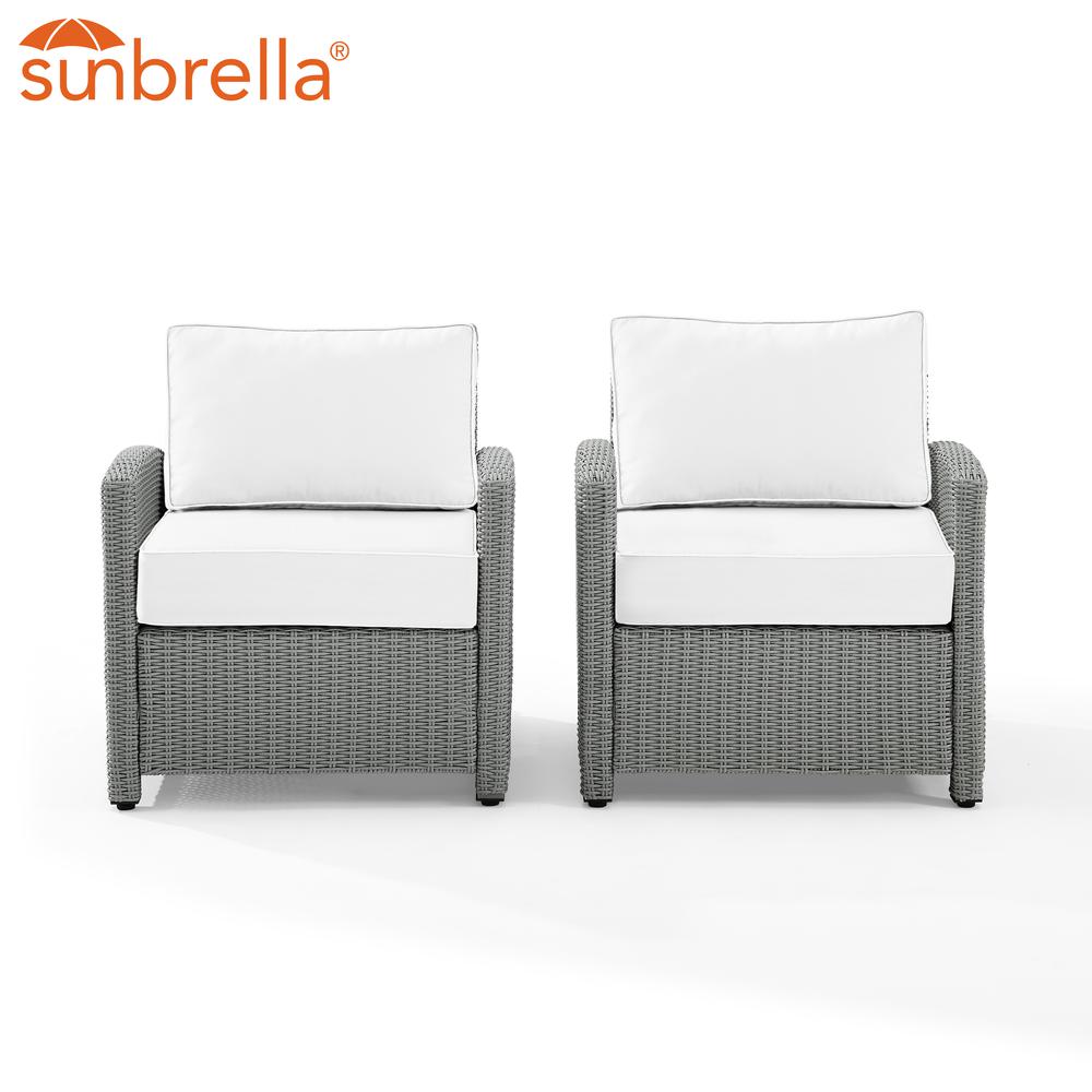 Bradenton 2Pc Outdoor Armchair Set - Sunbrella White/Gray - 2 Armchairs. Picture 7