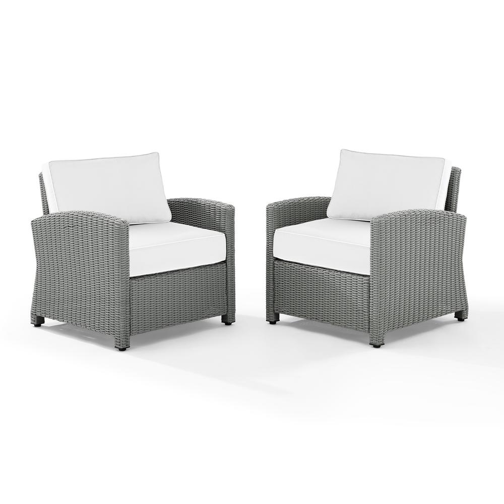 Bradenton 2Pc Outdoor Armchair Set - Sunbrella White/Gray - 2 Armchairs. Picture 8