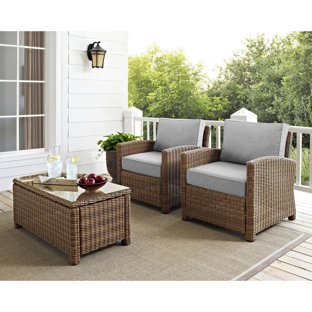 Bradenton 2Pc Outdoor Wicker Armchair Set Gray/Weathered Brown - 2 Armchairs. Picture 8