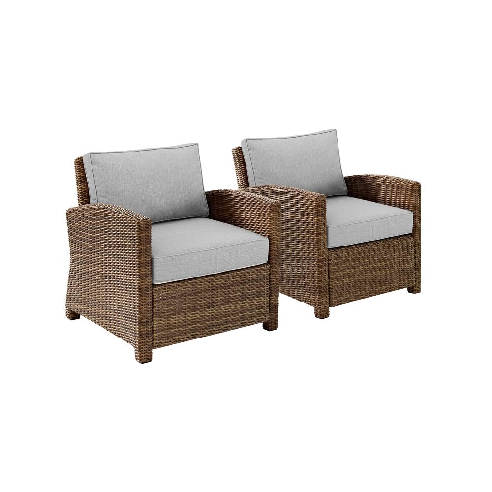 Bradenton 2Pc Outdoor Wicker Armchair Set Gray/Weathered Brown - 2 Armchairs. Picture 1