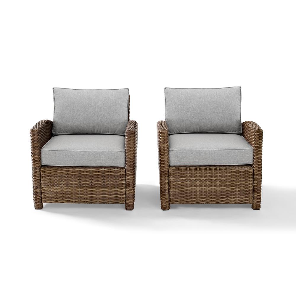 Bradenton 2Pc Outdoor Wicker Armchair Set Gray/Weathered Brown - 2 Armchairs. Picture 2