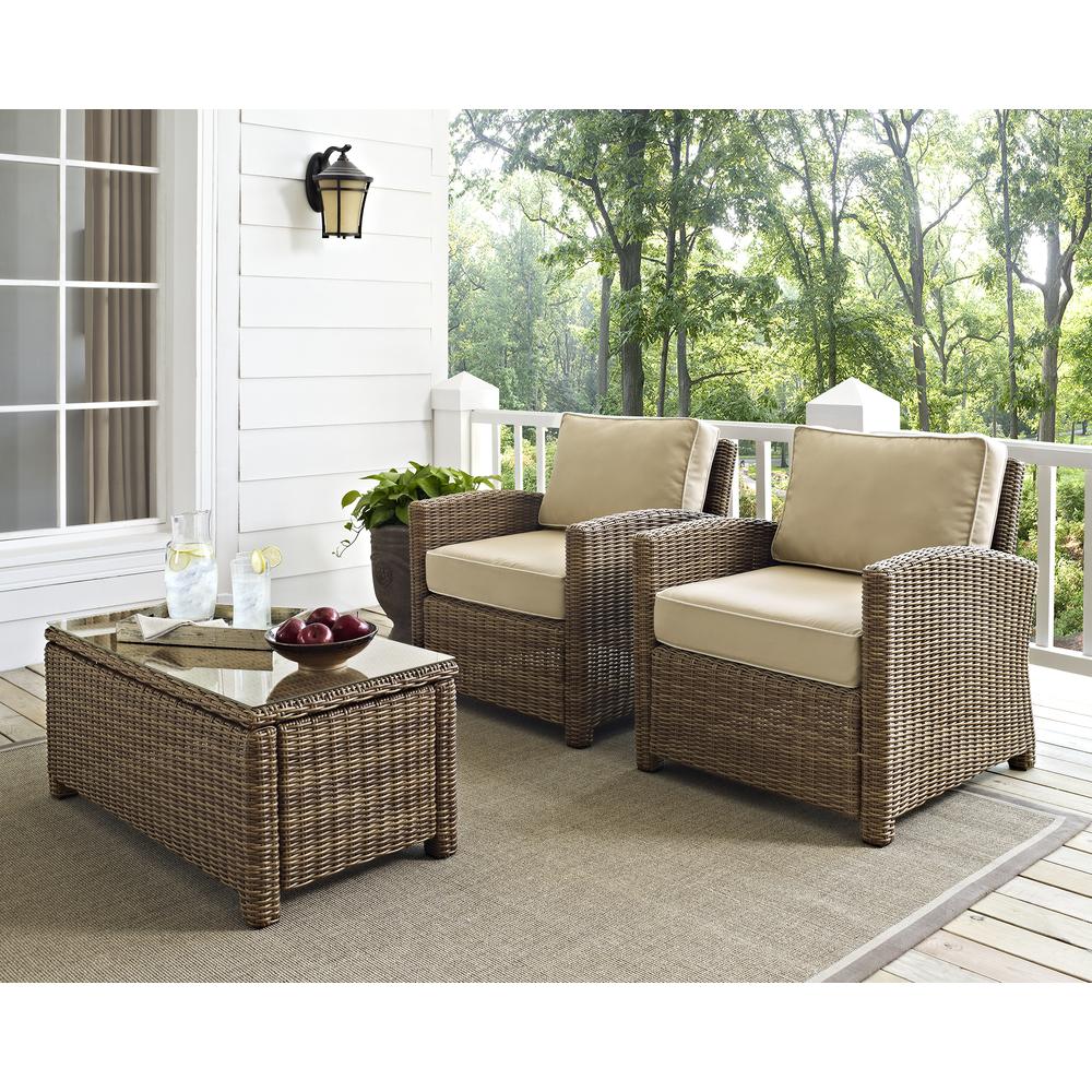 Bradenton 2Pc Outdoor Wicker Armchair Set Sand/Weathered Brown - 2 Armchairs. Picture 2