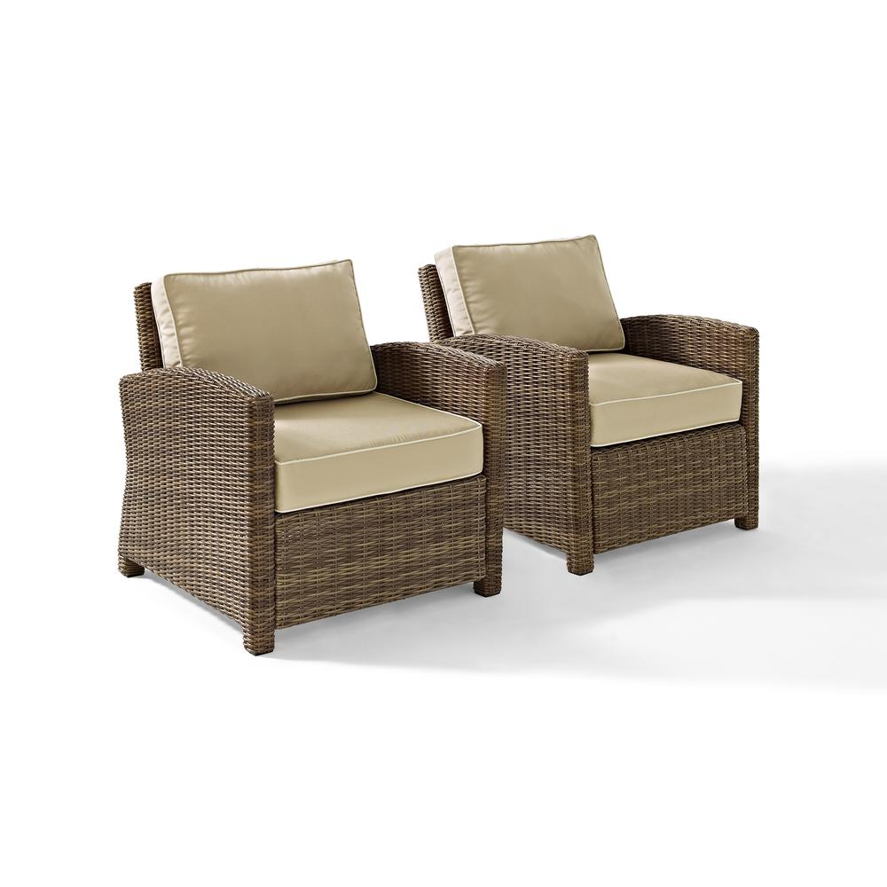 Bradenton 2Pc Outdoor Wicker Armchair Set Sand/Weathered Brown - 2 Armchairs. Picture 1