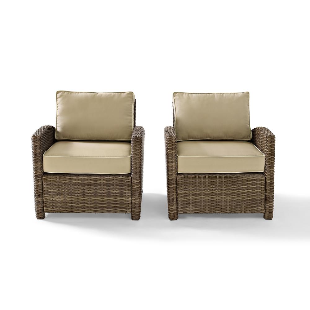 Bradenton 2Pc Outdoor Wicker Armchair Set Sand/Weathered Brown - 2 Armchairs. Picture 3