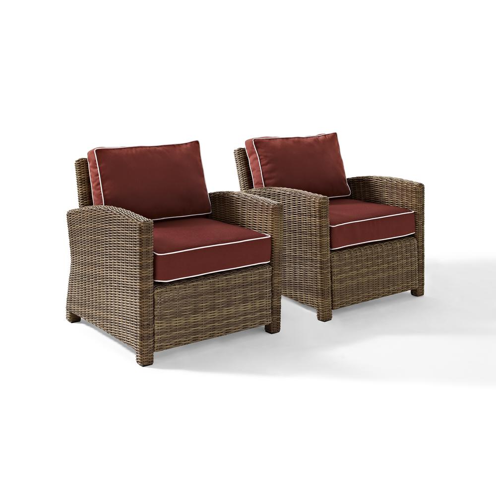 Bradenton 2Pc Outdoor Wicker Chair Set Sangria/Weathered Brown - 2 Arm Chairs. The main picture.