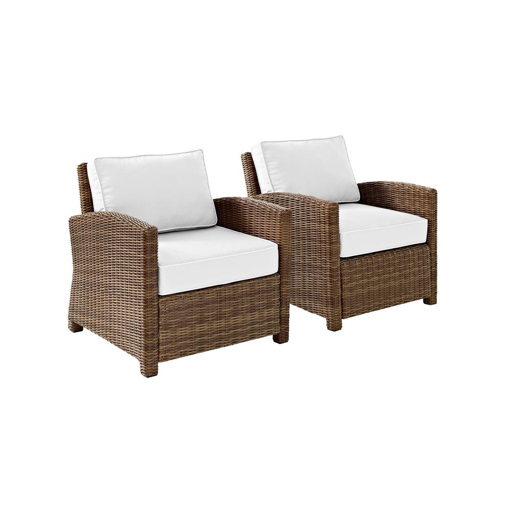 Bradenton 2Pc Outdoor Armchair Set - Sunbrella White/Weathered Brown - 2 Armchairs. Picture 12
