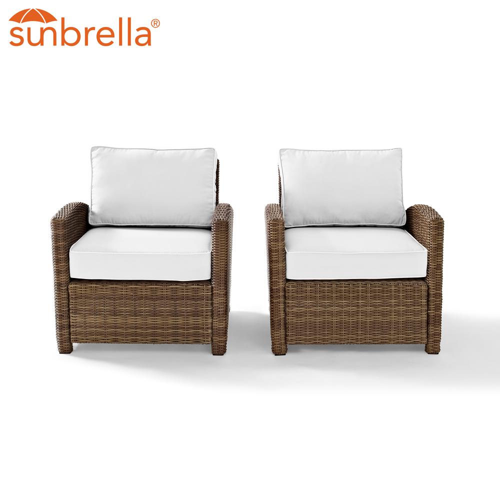 Bradenton 2Pc Outdoor Armchair Set - Sunbrella White/Weathered Brown - 2 Armchairs. Picture 6