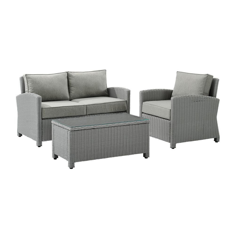 Bradenton 3Pc Outdoor Wicker Conversation Set Gray/Gray - Loveseat, Arm Chair, & Coffee Table. Picture 4
