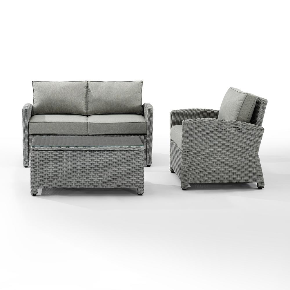 Bradenton 3Pc Outdoor Wicker Conversation Set Gray/Gray - Loveseat, Arm Chair, & Coffee Table. Picture 7
